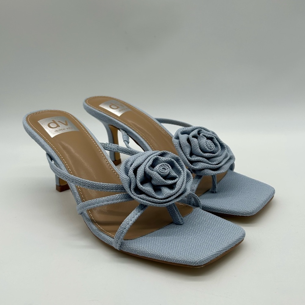 Dolce Vita Zelly Blue Floral Strappy Mule Heels | Size 7.5 | New With Box - Picture 4 of 9